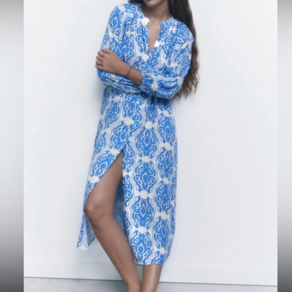 Zara Blue + White Caftan